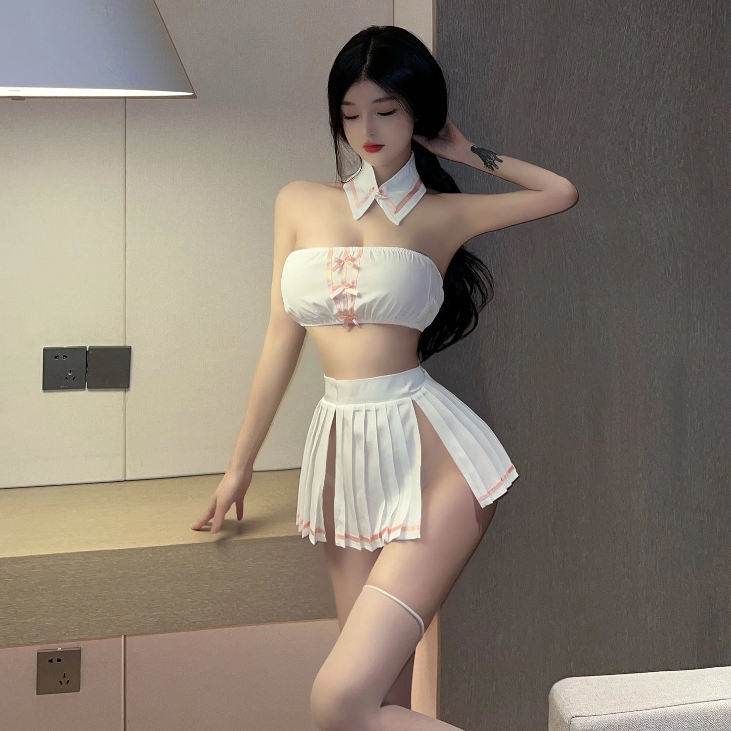 Erotic lingerie Campus uniform seduces JK Japanese style chest hugging short skirt baby sex underwear women men Fantasy clothing - Seprincess