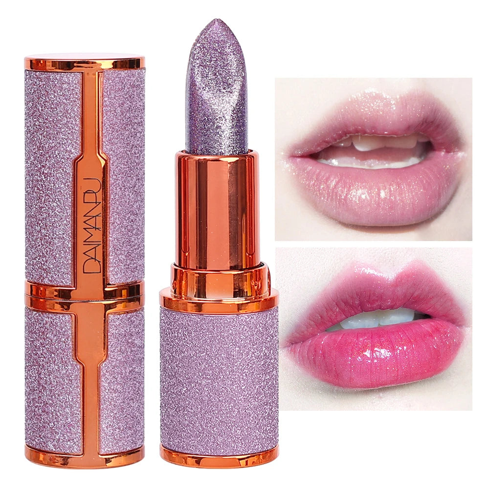 Glitter Matte Temperature Change Lipstick Waterproof Long Lasting Diamonds Lipsticks Non Stick Red Pink Lip Tint Makeup Cosmetic - Seprincess