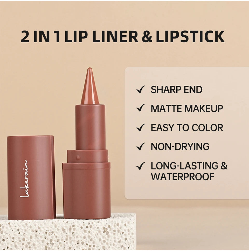 Matte Liner Lipstick Pen Gradient Lip Liner Red Brown Lipsticks Pencil Lasting Waterproof Lip Stick Sexy Women Lip Cosmetics - Seprincess