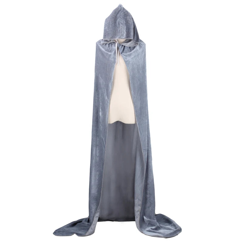 Halloween Pleuche Velvet Cloak Cape Hooded Medieval Costume Witch Wicca Vampire Halloween Cosplay Costume Cape for Christmas - Seprincess