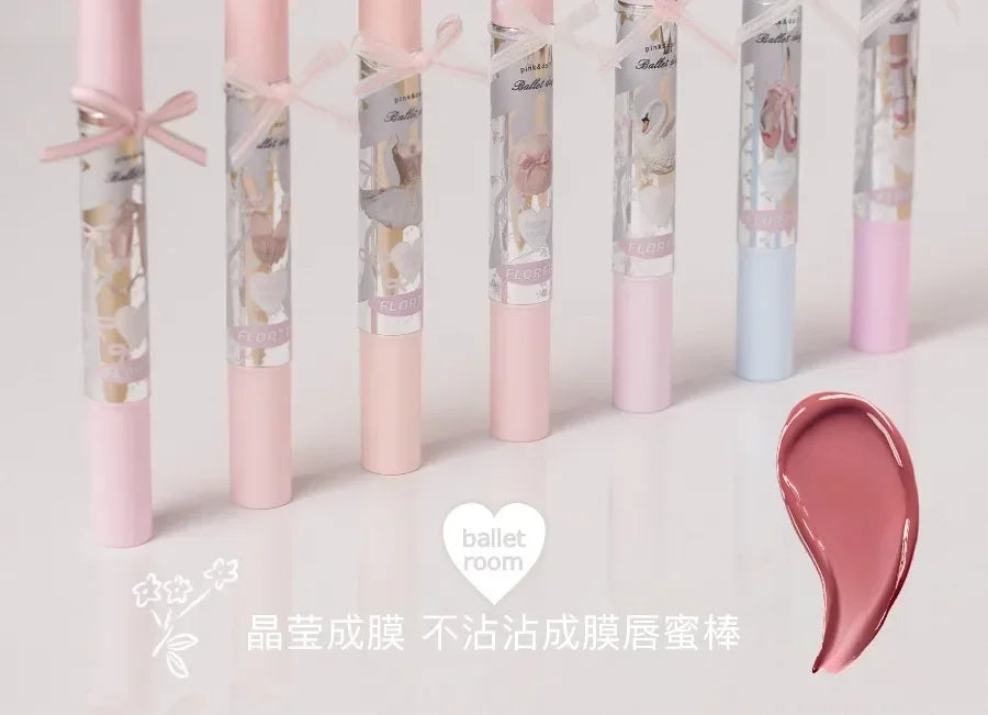 FLORTTE Little Bow Collection Film-forming Lipgloss Non-Stick Lip Glaze Liquid Lipstick Lip Plumper Natural Gloss Finish