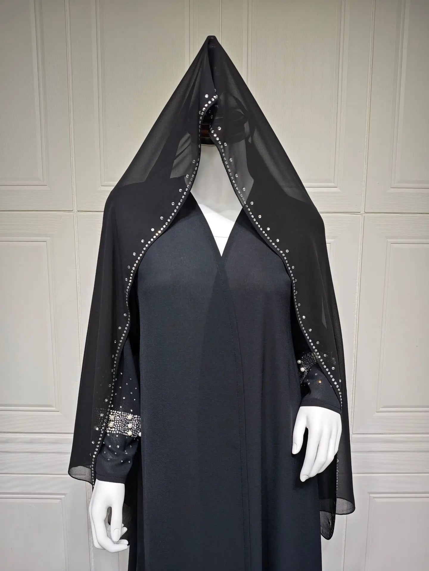 Eid Muslim Diamond Pearls Abaya for Women with Scarf  Abayas Jalabiya Party Dresses Dubai Kaftan Vestidos Largos Long Robe 2024 - Seprincess