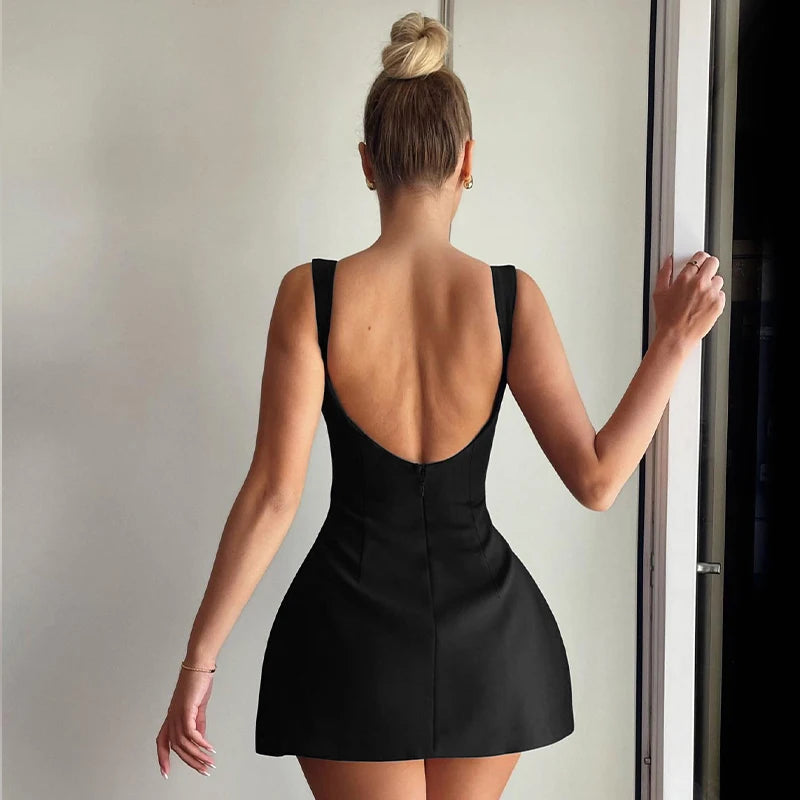 Hawthaw Women Party Club Evening Streetwear Bodycon Black Short Mini Dress 2024 Summer Clothes Wholesale Items For Business - Seprincess