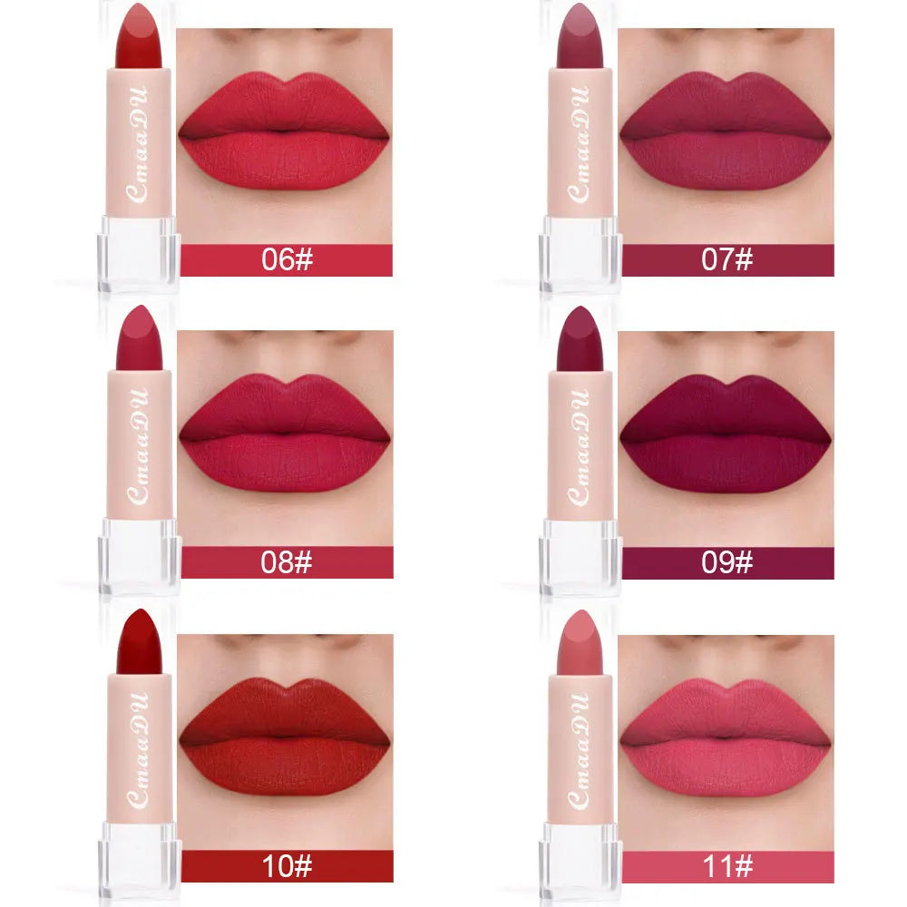 CmaaDu 15 Color Velvet Matte Lipsticks Waterproof Long Lasting Sexy Red Lipstick on-Stick Cup Makeup Lips Tints Pencil Cosmetics - Seprincess