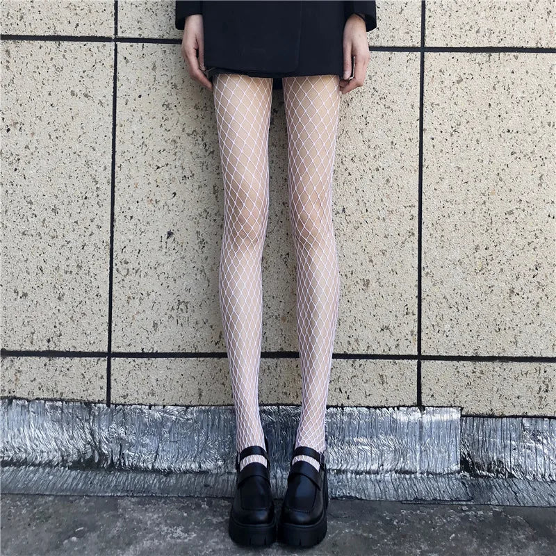 3 Pairs Lolita Fishnet Body Stockings Fish Net Pantyhose Mesh Nylon Tights Sexy Lingerie Skin JK Fishnet Waist Hosiery Leggings