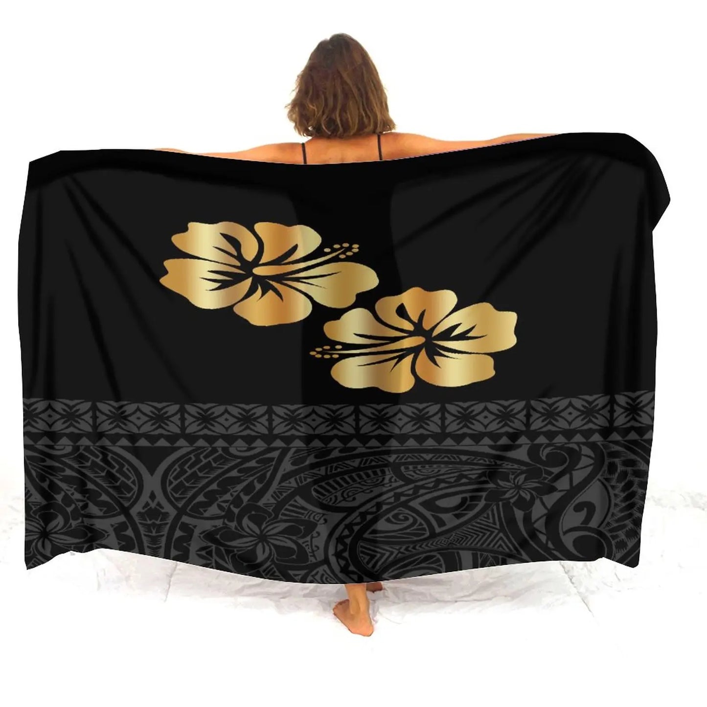 Hawaii Beach Resort Casual Elegant Sarong Shawl Swimsuit Scarf Sarong Seaside Ladies Sarong Polynesian Custom 2024 New - Seprincess