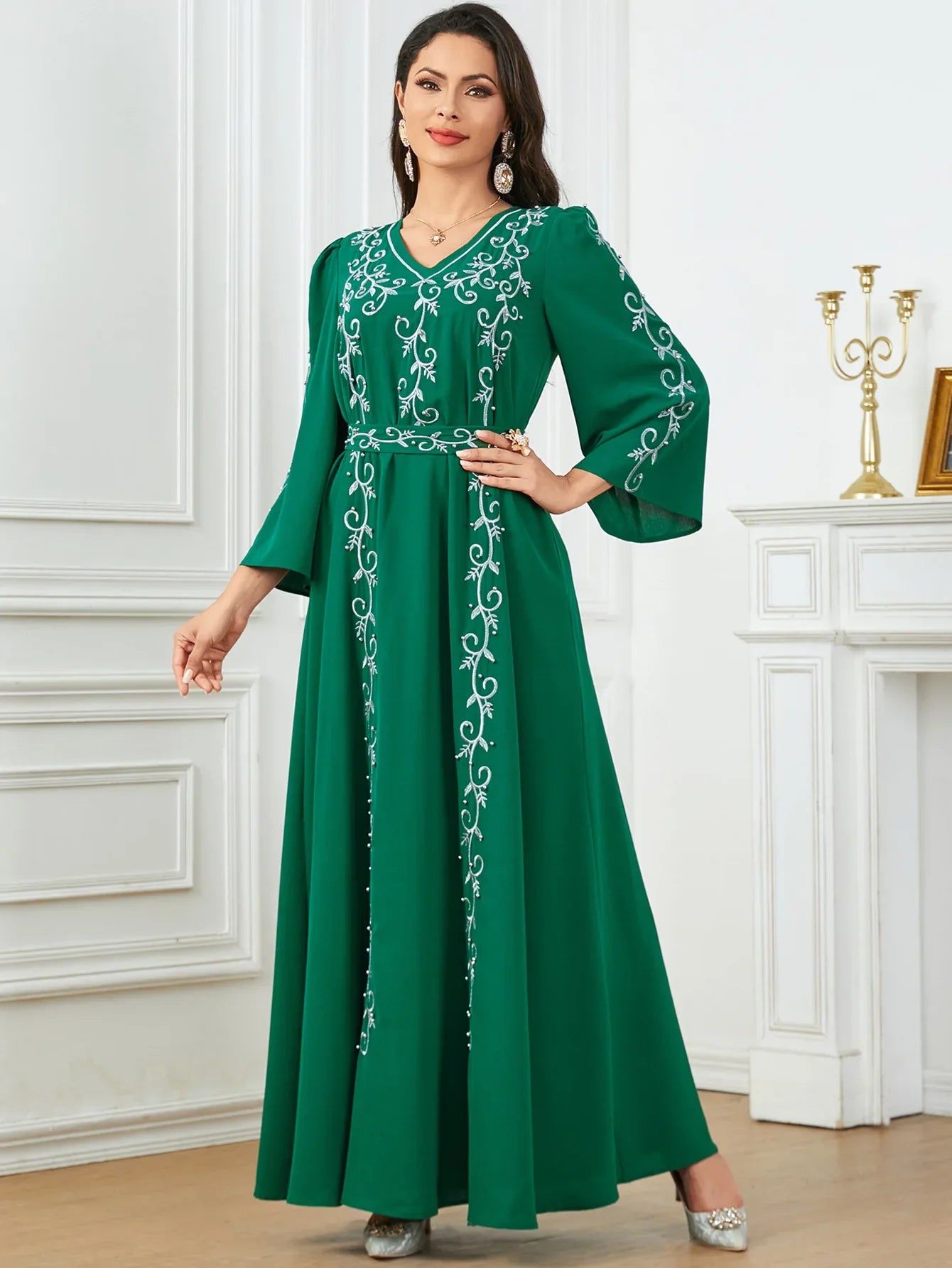 Eid Mubarak Party Muslim Women Embroidery Abayas Dress Turkey Dubai Kaftan Robe Morocco Jalabiya Islam Clothing Arab Vestidos - Seprincess