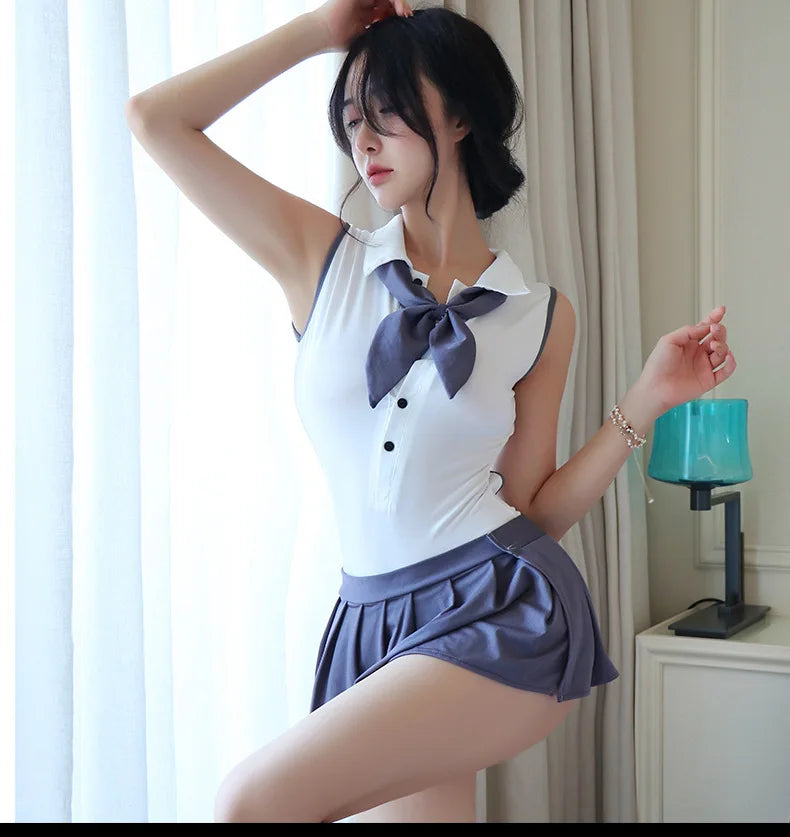 Sexy lingerie Campus style open back sailor suit Japanese uniform temptation sexy costume woman Women's clothing Babydoll xxx - Seprincess