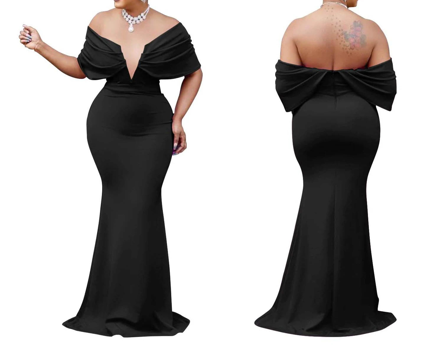 Women V-neck Off The Shoulder Elegant Party Dresses Woman Sleeveless Bodycon Maxi Dress Evening Vestidos Sexy Long Dresses HW198 - Seprincess