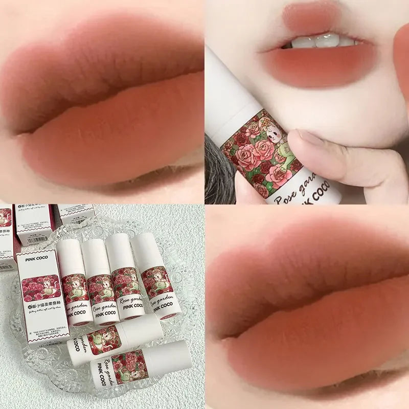 Rose Garden Matte Muse Lip Mud Liquid Lipstick Waterproof Nude Lip Gloss Long Lasting Non-stick Cup Sexy Women Lipgloss Cosmetic - Seprincess