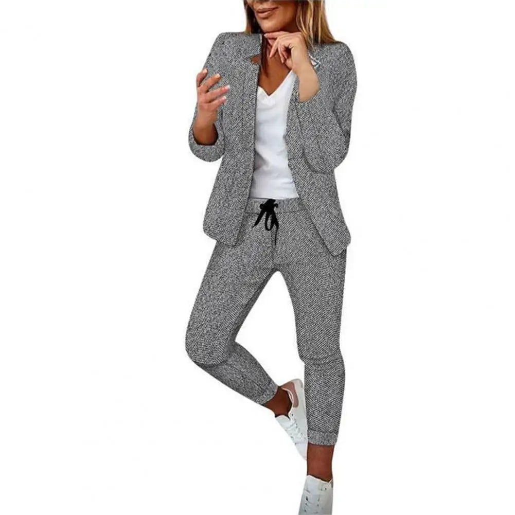 2Pcs Pants Suit for Women Blazer Set Ladies Open Stitch Blazer Jacket Pants Two Piece Set Women Outfits ensemble femme 2 pièces - Seprincess