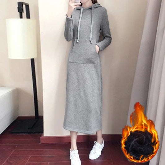 Dresses Hooded Pullover Sweatshirt Women's Female Clothing Korean 2024 New Spring Autumn Winter Fashion Long Sleeve Streetwear - Seprincess