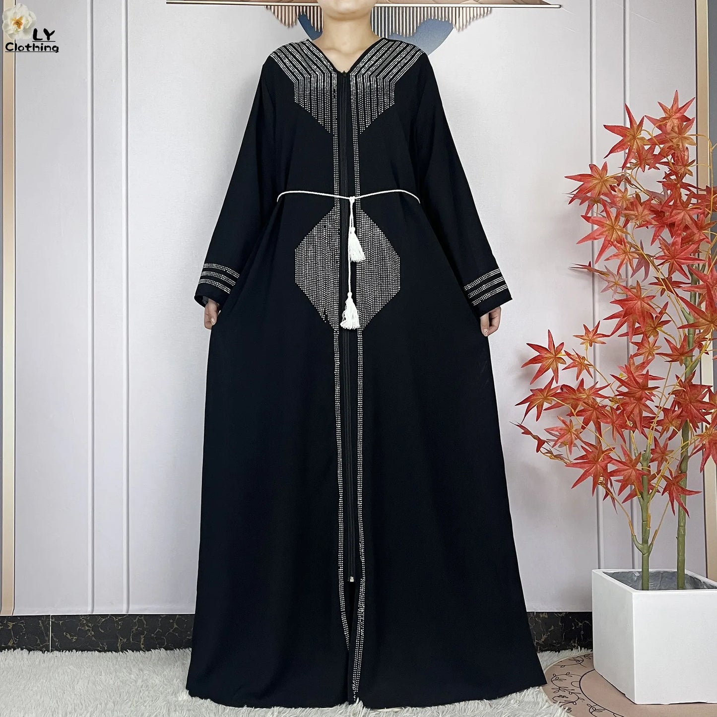 2024 For Women Elegant Dresses Dubai Party Outfits Long Sleeved Chiffon Dashiki Muslim Women Robe Open African Abaya Clothing