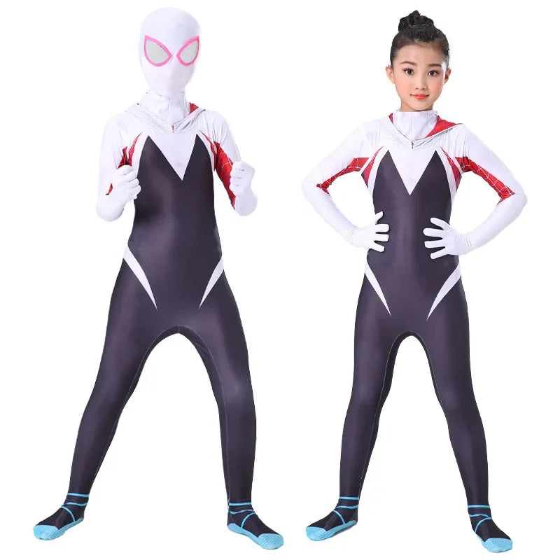 Superhero SpiderMan Into The Spider-Verse Cosplay Costume Gwen Miles Spider Man Suit Bodysuit Lovers Adult Couple Party Dress Up - Seprincess