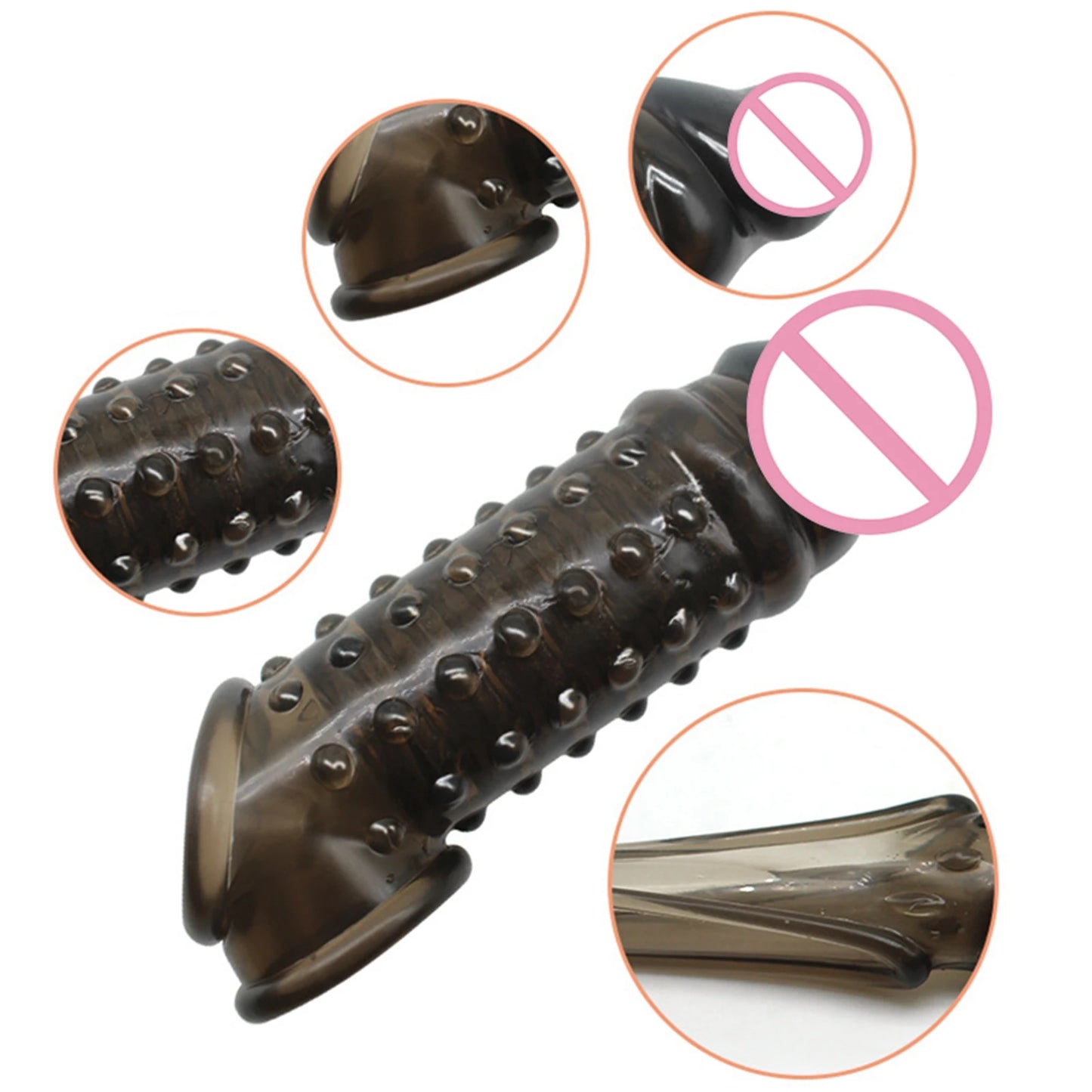 Reusable Penis Extender Cock Rings Delay Ejaculation Penis Condoms Dick Sleeve Silicone Glans Cover Enlargement Sex Toys For Men - Seprincess