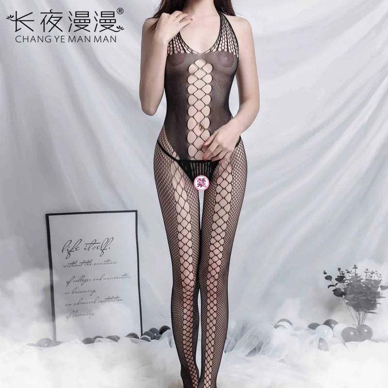 Women's Underwear Passion Transparent Sexy Seduction Open Mesh Stockings Uniform Night Lost Night Dress Suit