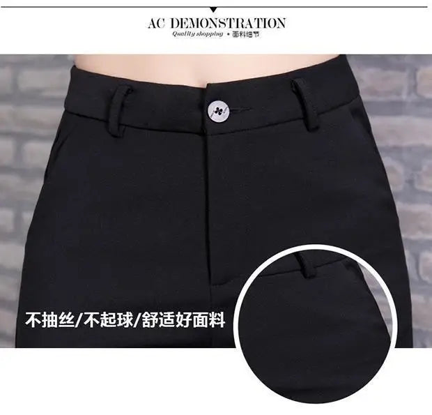 Summer Fashion Simple Slim Straight Flare Pants Women Solid High Waist Button Zipper Pocket Casual Versatile Elastic Trousers