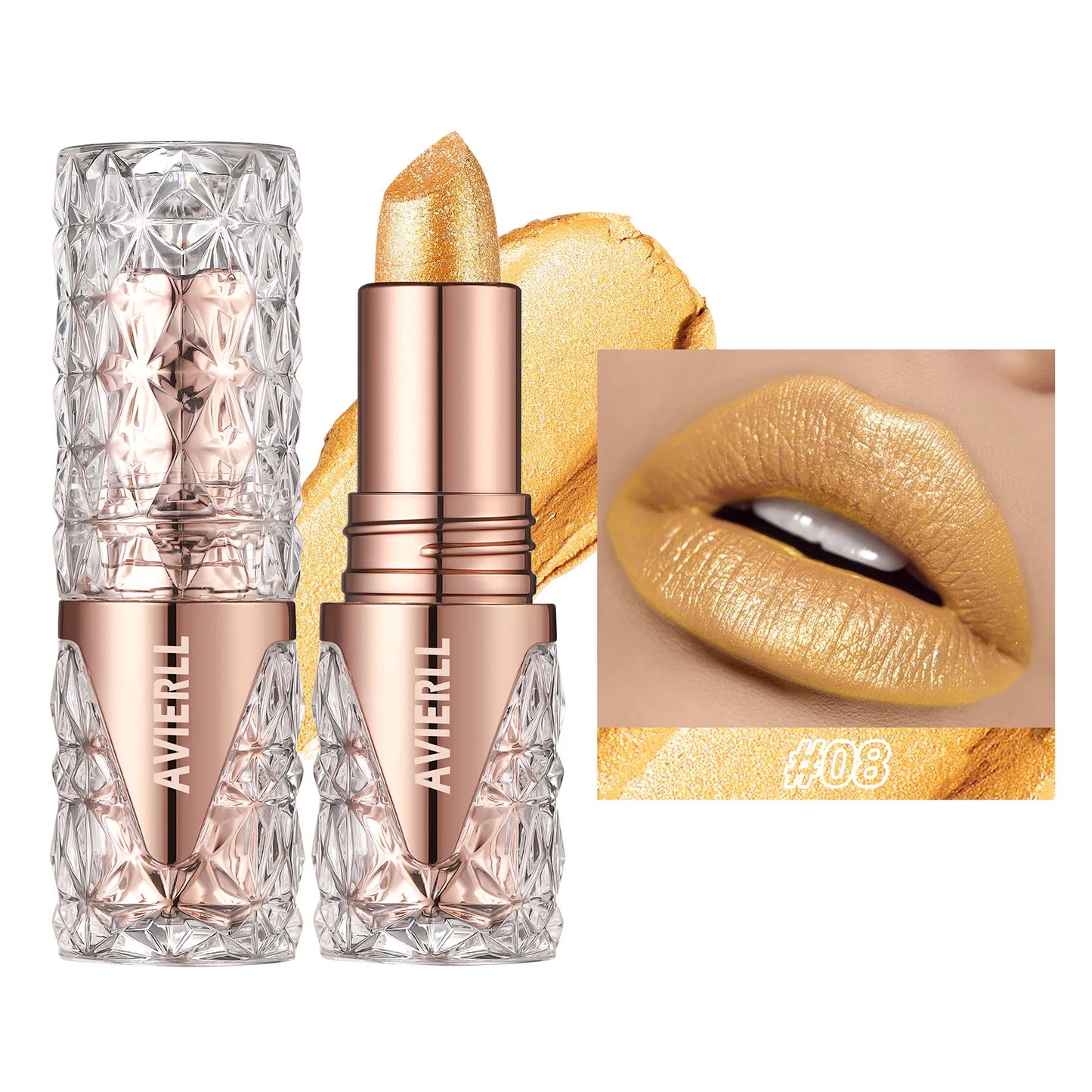 Quicksand Gold Lipstick Fine Glitter lipstick, Moisturizing Silky Mermaid Girl Pink, Long-Lasting Waterproof Grapefruit Orange - Seprincess