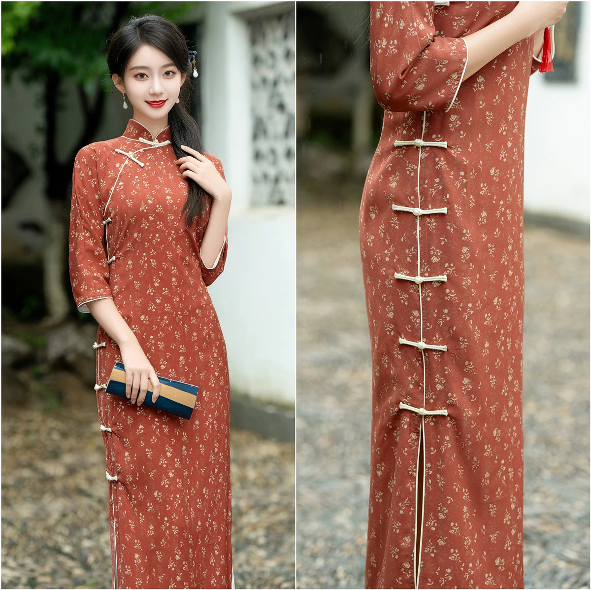 2024 Retro Chinadress Womens Sexy Floral Qipao Dress Plus Size Oriental Ladies Cheongsam Long Bodycon Dresses S-XXXL 23623 - Seprincess