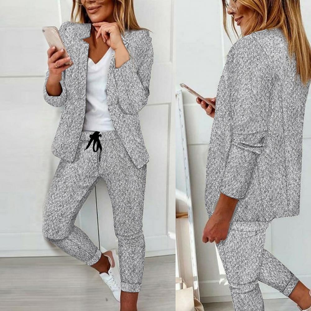 2Pcs Pants Suit for Women Blazer Set Ladies Open Stitch Blazer Jacket Pants Two Piece Set Women Outfits ensemble femme 2 pièces - Seprincess