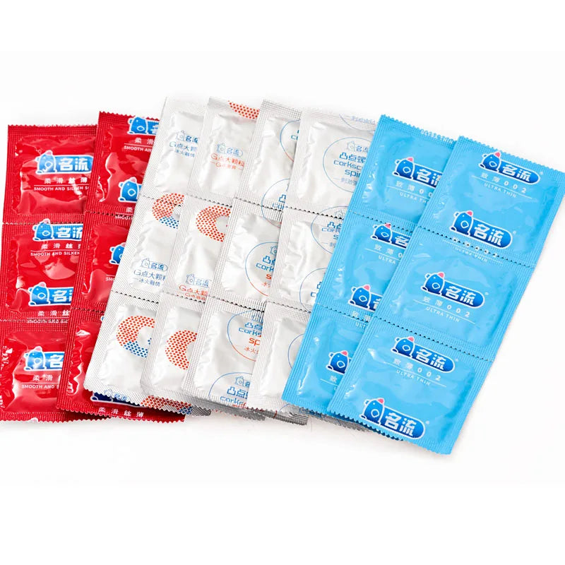 24/96PCS Ice Fire Condoms Sex Toys For Men Adult Penis Sleeve High Quality Six Kinds Condom Couple Contraception Sexy Supplies - Seprincess