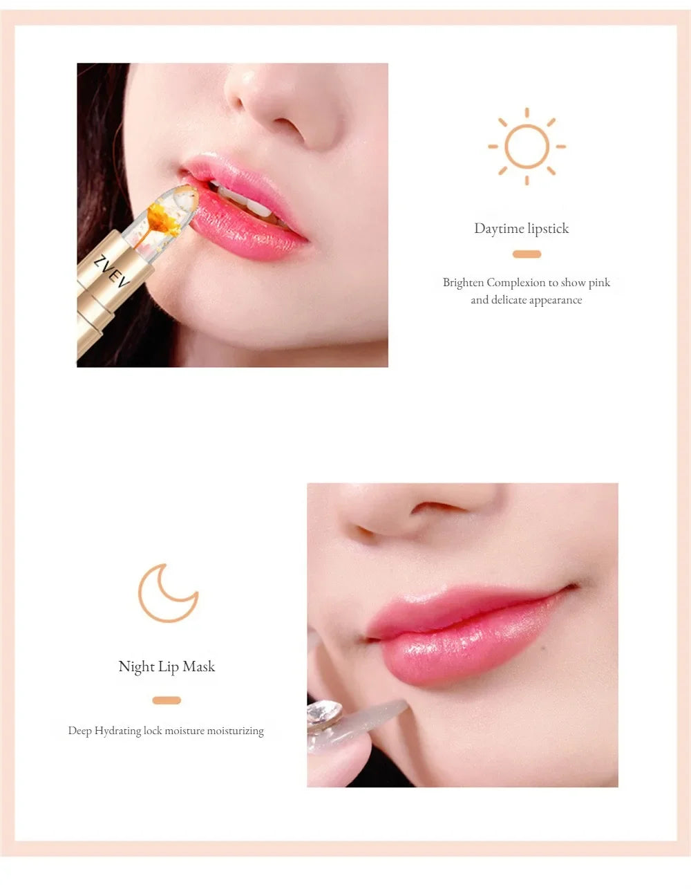 Flower Transparent Lipstick Lasting Moisturizer Crystal Jelly Lipsticks Temperature Color Changing Waterproof Lip Balm - Seprincess