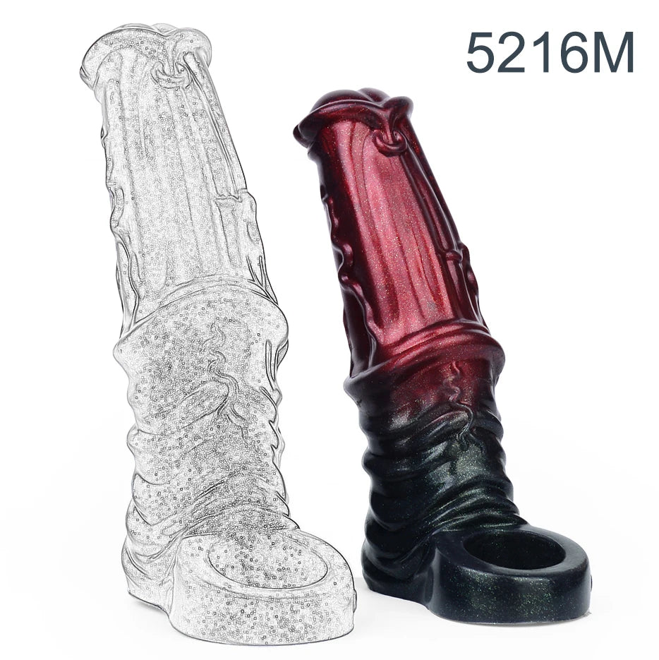 FAAK Large Silicone Fantasy Knot Penis Sleeve  Cock Enlargement Sex Toys For Men Delay Ejaculation Size M L