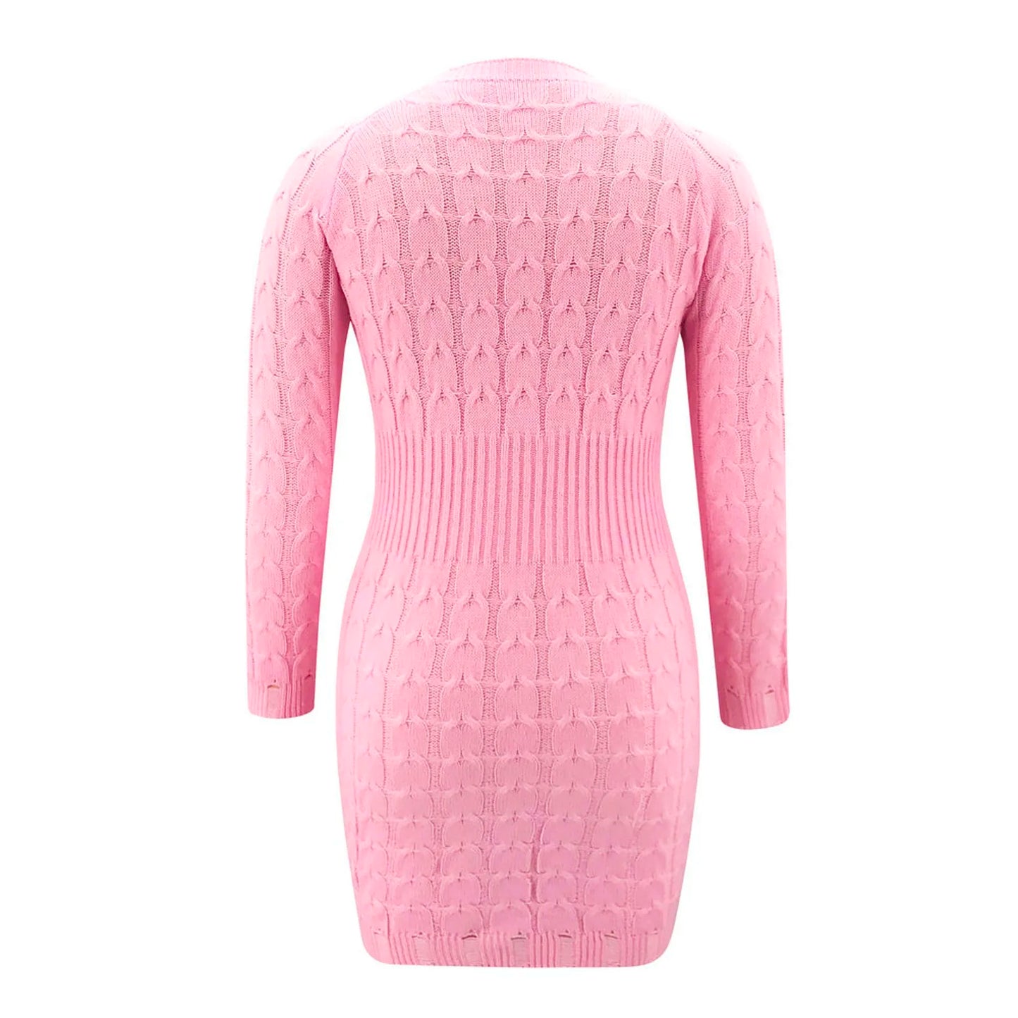 Female Aesthetic Dress O-Neck Long-Sleeved Loose Solid Sweater Women's Casual Knitted Autumn Winter Sexy Dresses Vestidos - Seprincess