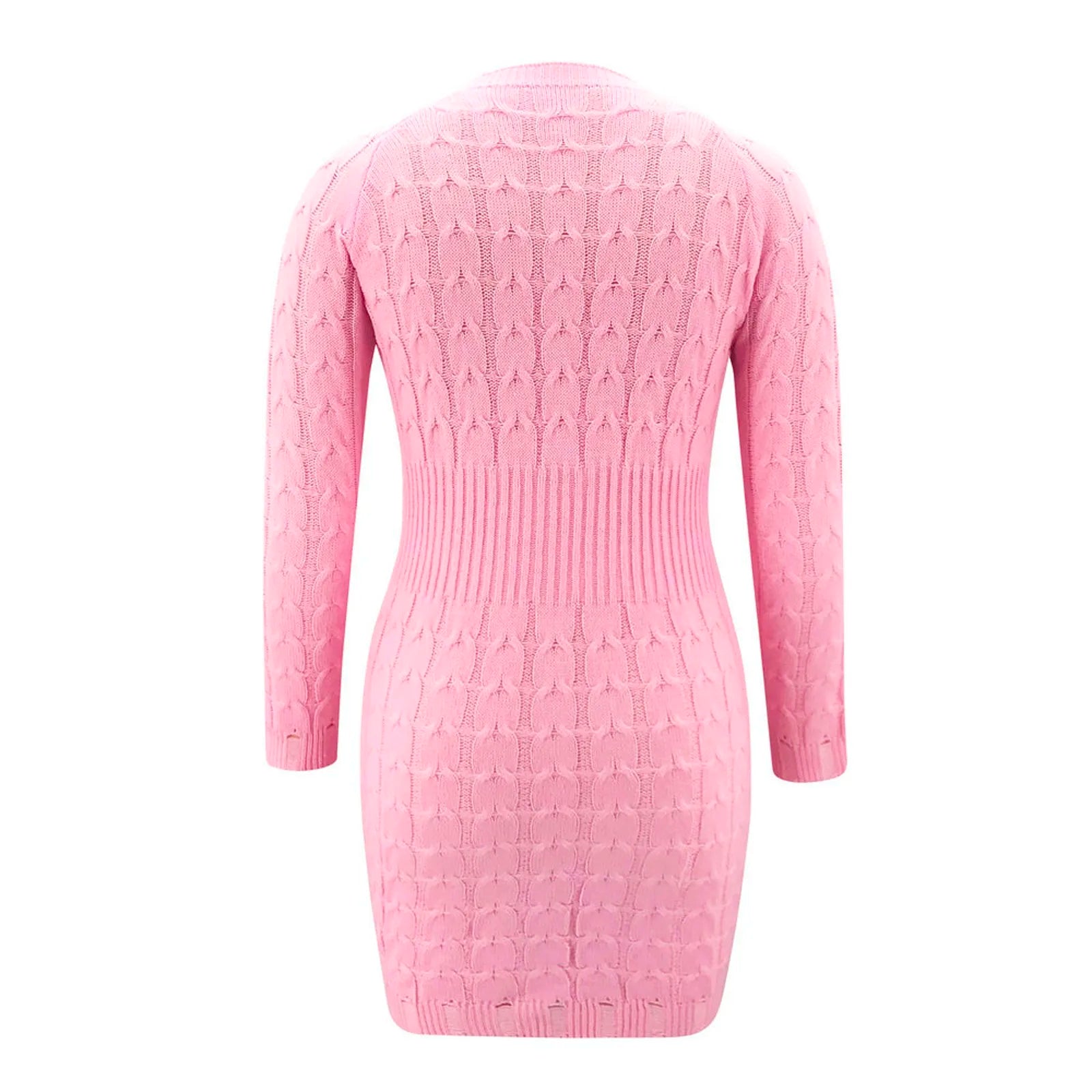 Female Aesthetic Dress O-Neck Long-Sleeved Loose Solid Sweater Women's Casual Knitted Autumn Winter Sexy Dresses Vestidos - Seprincess