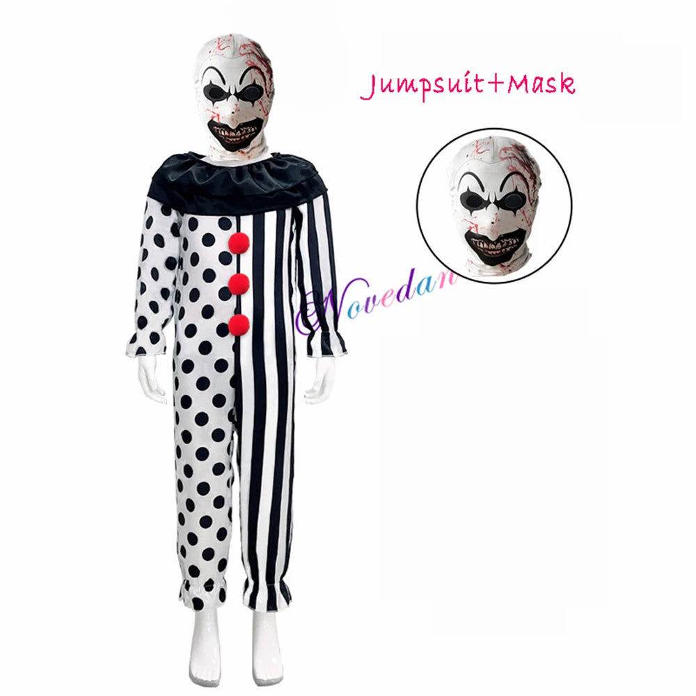 Terrifier Girl Costume Dress Skeleton Kid Cosplay Scary Horror Bodysuit Jumpsuit Art The Clown Joker Halloween Costume Mask Suit - Seprincess