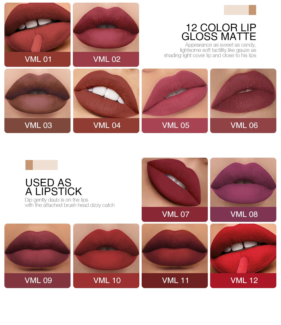 O.TWO.O 12 colors High Quality Velvet Matte lipstick Long Lasting Lips Makeup Waterproof Easy to Wear Matte Liquid Lip Gloss - Seprincess