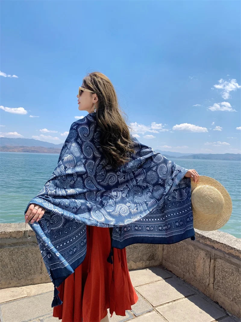 2018 New 90x180cm Twill cotton Pareo Beach Cover-Ups Women Large Beach Dress Bikini Bathing Swimwear Cover Up Sarong Wrap Scarf