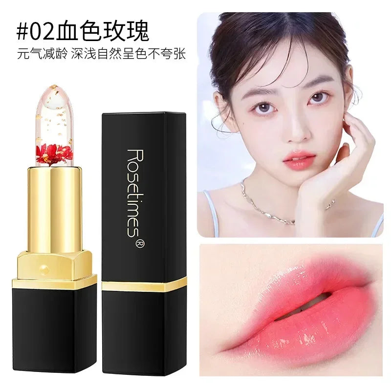 Flower Transparent Lipstick Lasting Moisturizer Crystal Jelly Lipsticks Temperature Color Changing Waterproof Lip Balm