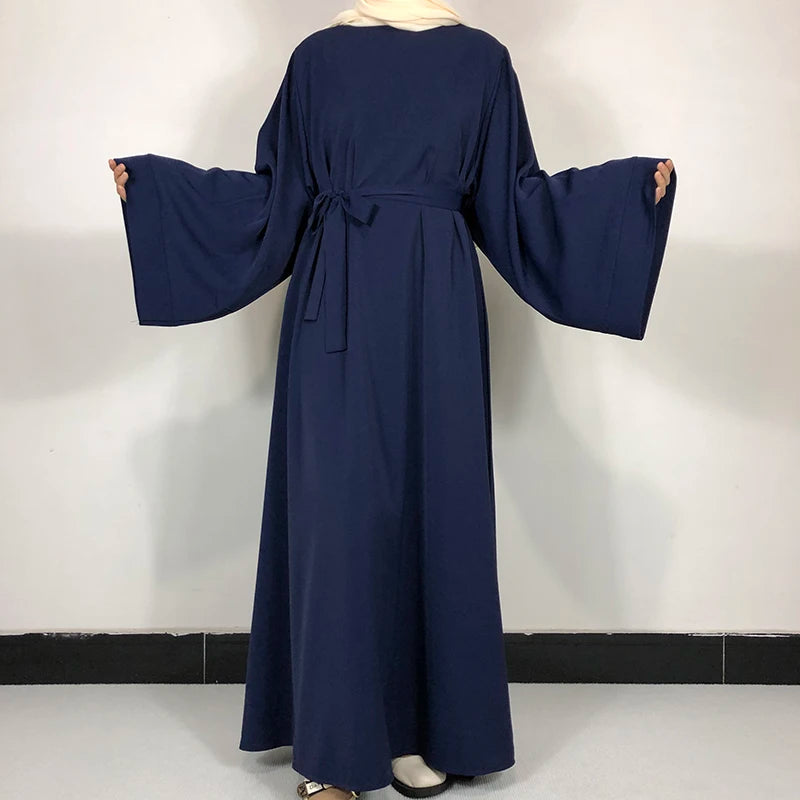 15 Colors Basic Plain Nida Abaya With Free Belt High Quality Muslim Women Modest Simple Dress EID Ramadan Islamic Clothing - Seprincess