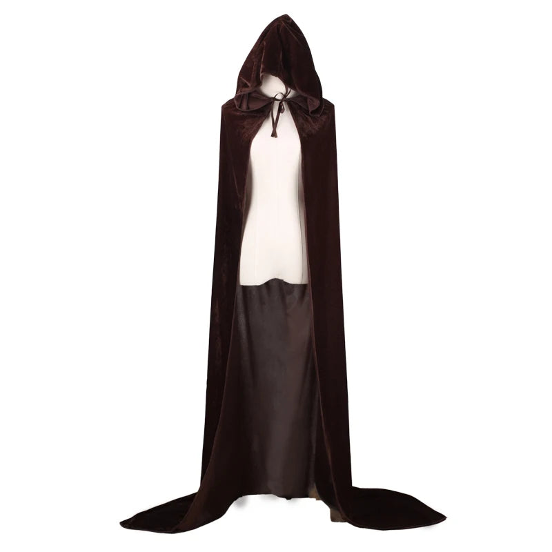 Halloween Pleuche Velvet Cloak Cape Hooded Medieval Costume Witch Wicca Vampire Halloween Cosplay Costume Cape for Christmas - Seprincess