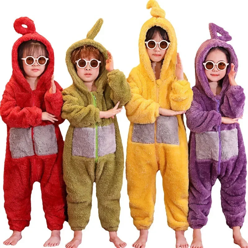 Teletubbies Pajamas Halloween Party Costume Children's Pajamas Kids Teletubbies Costumes Soft Long Sleeves Piece Lala Cosplay - Seprincess