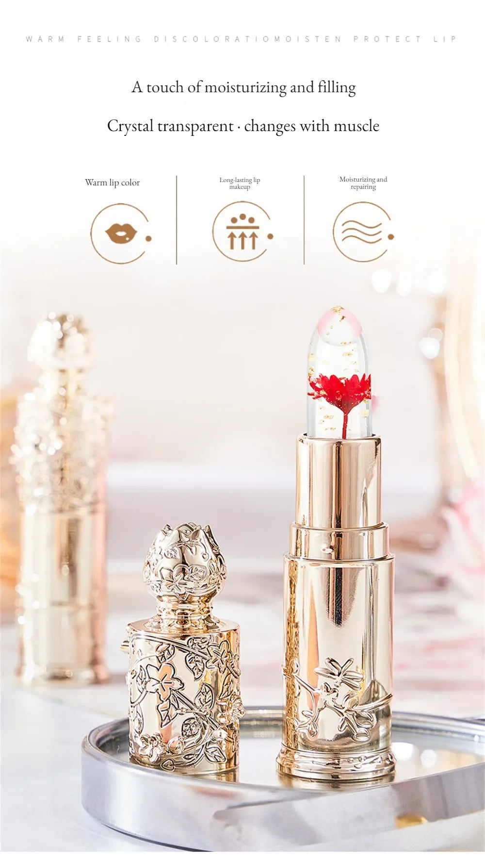 Flower Transparent Lipstick Lasting Moisturizer Crystal Jelly Lipsticks Temperature Color Changing Waterproof Lip Balm - Seprincess