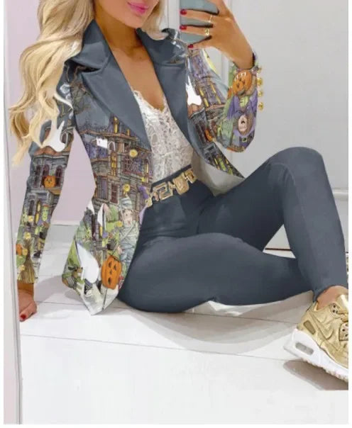 New 2023 Formal Office Pant Sets Women 2PCS Double Breasted Solid Blazers Jacket and Pants Two Pieces Set Female Pant Suits Sets