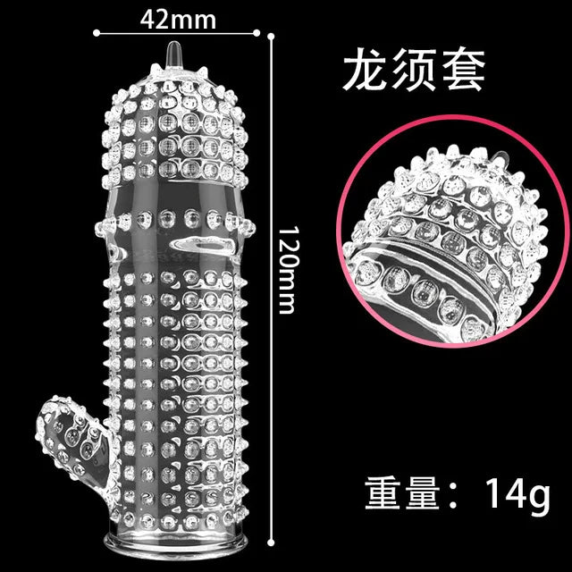 1PCS Reusable Condoms For Men Delay Ejaculation Spike Dotted Penis Sleeve Adult Sex Toys Condom Cock Extender Dildo Cover Sleeve - Seprincess