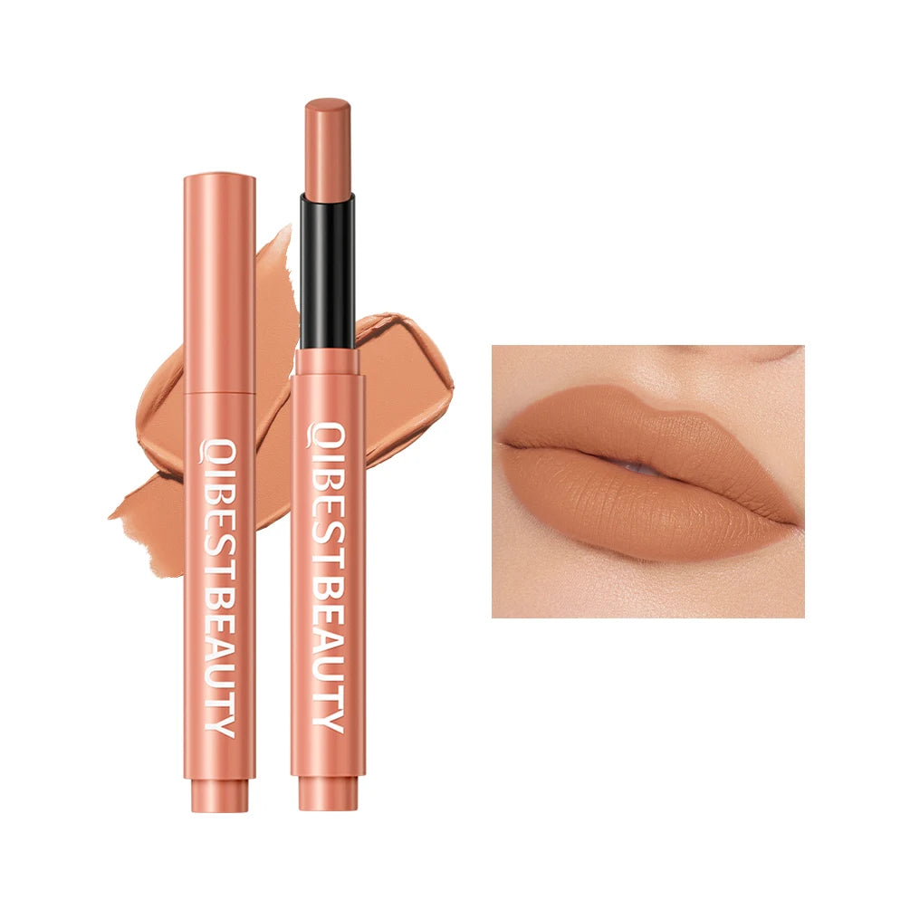 QIBEST Matte Lipstick Pen Lip Balm Moisturising Long Lasting Sexy Lip Tint Non-Stick Cup Sculpting Lipstick Lipliner Lips Makeup