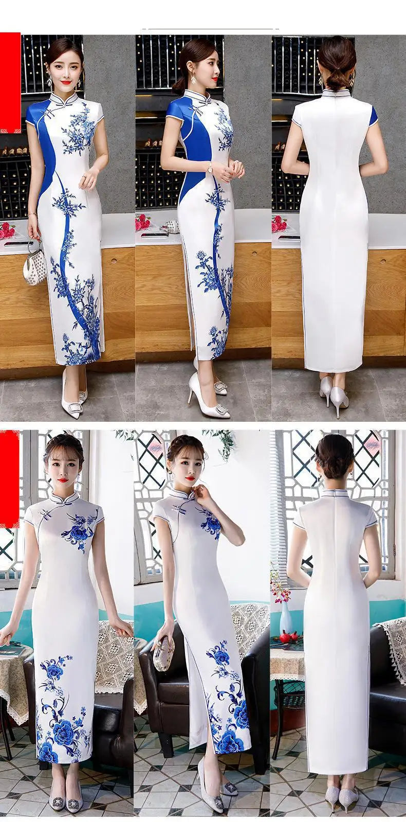 Summer Lady Short Sleeve Qipao Chinese Traditional Women Party Dress Female Elegant Print Vintage Button Cheongsam - Seprincess