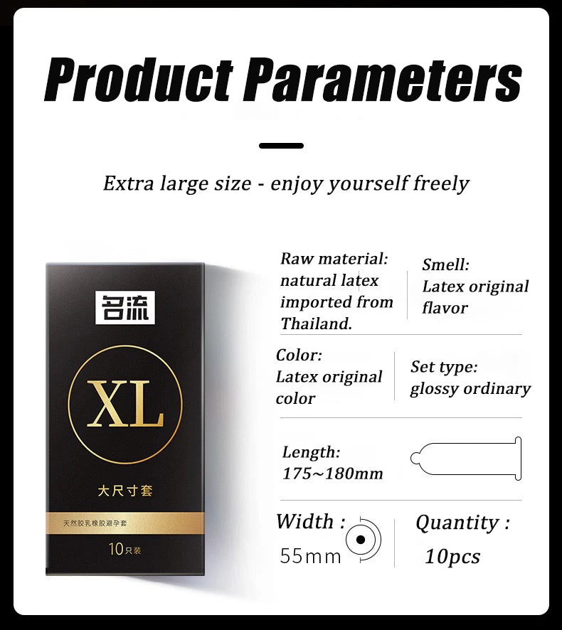 Ultra Thin Large Condom 55/56/58/60mm Penis Sleeves Condom Lubricant Glossy Natural Latex Adult Erotic Safer Sex Products - Seprincess