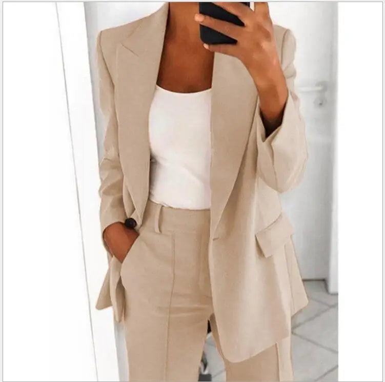 Autumn Fashion New Women's 2PCS Pants Sets Business Office Ladies Formal Blazer And Pants Sets Tracksuit Sets Female Outfits - Seprincess