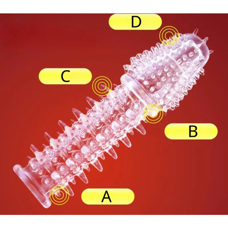 3D Large Particles Crystal Mace Penis Condoms with Spines Thick Penis Enlarger Delay Ejaculation Cock Ring for Sex Life Couples - Seprincess