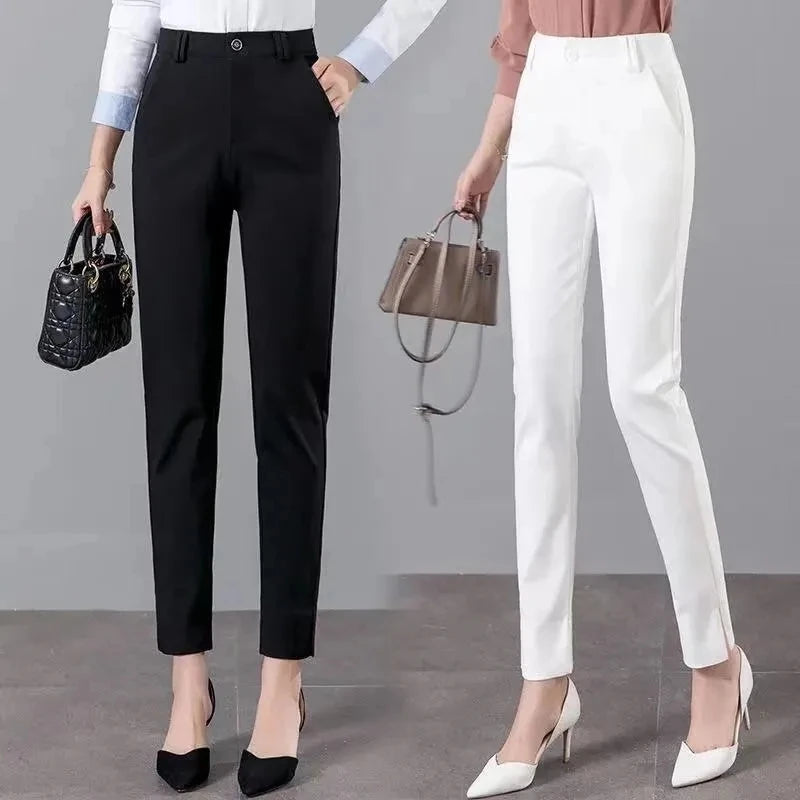 White Pants 2024 New Spring Summer High Waist Slim Stretch Pencil Pants Office Ladies Elegant Suit Pants Women Straight Trousers