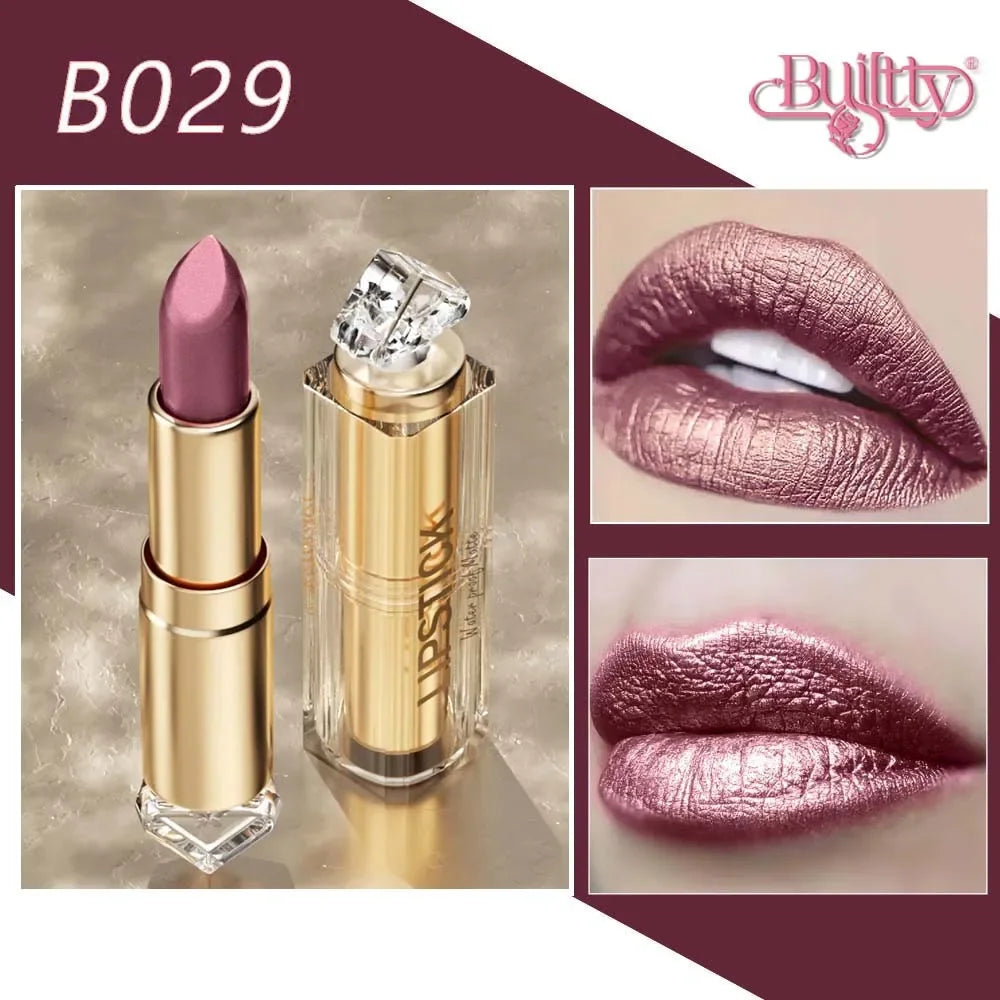 12 Colors Korea Matte Glitter Lipstick Pink Nude Matte Gliter Waterproof Kissproof Glitter Flip Lipstick Orange Dropshipping - Seprincess