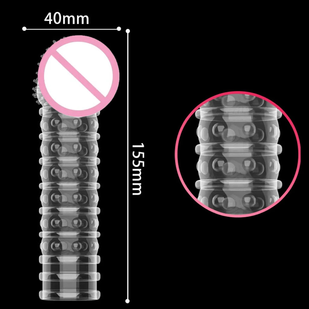 Reusable Spike Condoms Penis Extension Sleeves Sex Toys For Men Delay Ejaculation Sex Toys Enlargement Sperm Lock Cock Ring 18+ - Seprincess