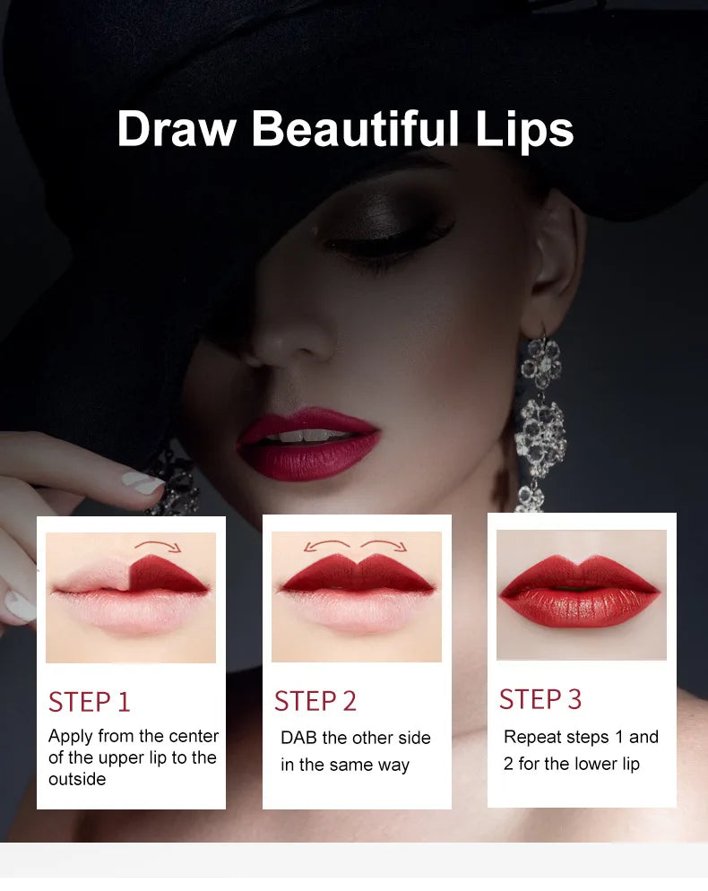 Mushroom mouth red matte fog easy to color waterproof not easy to decolour moisturizing lipstick Makeup - Seprincess