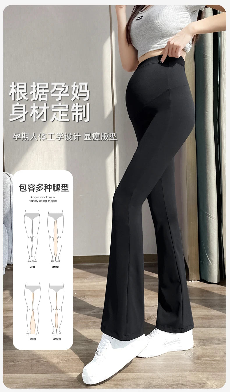 Maternity Yoga Pants For Summer 2024 New Clothes For Pregnant Women Fashion Solid Pregnancy Flare Shark Trousers Leggings M-xxl