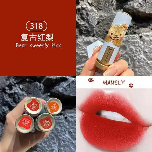 Bear Little Milk 4-Color Lipstick Velvet Long Lasting Smooth Moisturizing Waterproof Pigment Easy To Wear Lip Makeup Cosmetic - Seprincess